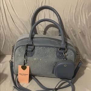 Juicy Couture Powder Blue Studded Satchel with Pouch